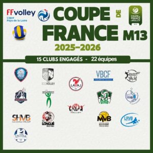 Clubs engages m13 Coupe de France volley Pays de la Loire 2025 2026