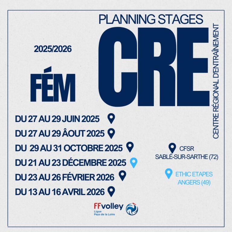 Planning Stage CRE Volley féminin 2025-2026