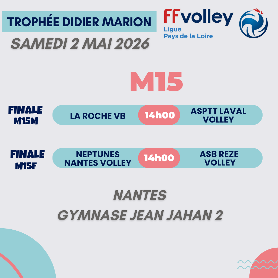 Programme Finales jeunes M15 volley Pays de la Loire