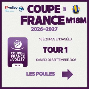 Annonce Tour 1 Coupe de France volley m18m Pays de la Loire 2026 2027