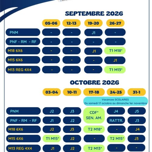 Calendrier volley pays de la loire septembre octobre