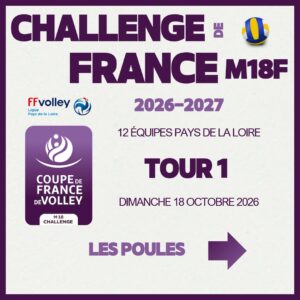 Annonce Tour 1 Challenge France volley m18f Pays de la Loire 2026 2027
