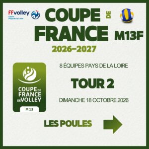 Annonce Tour 2 Coupe de France volley m13f Pays de la Loire 2026 2027