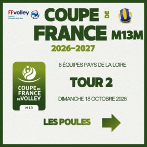 Annonce Tour 2 Coupe de France volley m13m Pays de la Loire 2026 2027