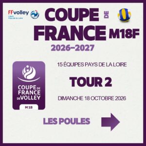 Annonce Tour 2 Coupe de France volley m18f Pays de la Loire 2026 2027