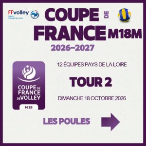 Annonce Tour 2 Coupe de France volley m18m Pays de la Loire 2026 2027