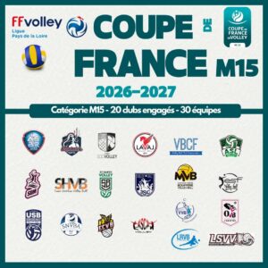 Equipes Coupe de France volley m15 Pays de la Loire 2026 2027