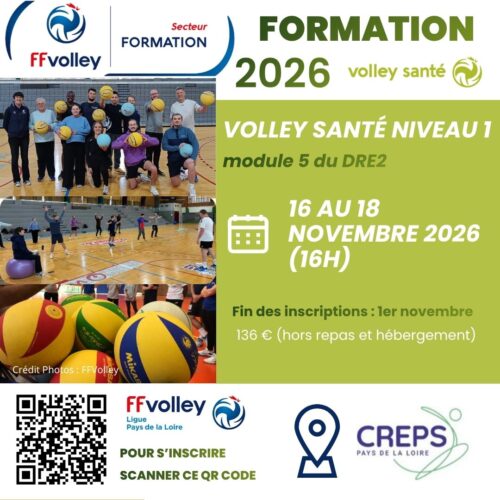 Formation Volley 2026 M5 DRE2 Volley Santé Niveau 1