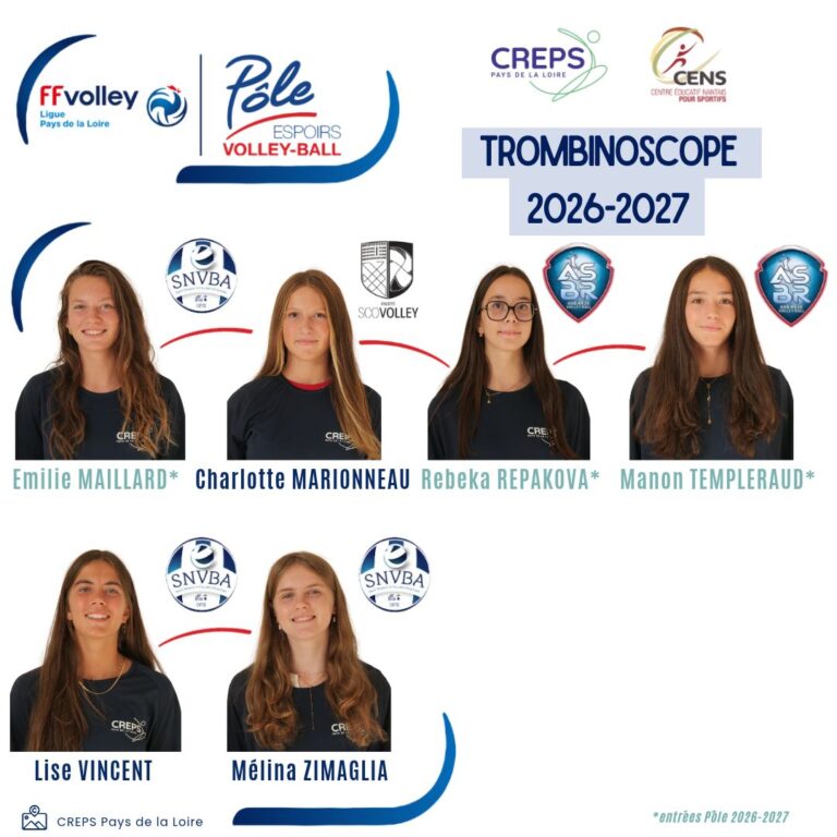 Pôle Espoirs féminin volley Pays de la Loire Trombinoscope 2026 2
